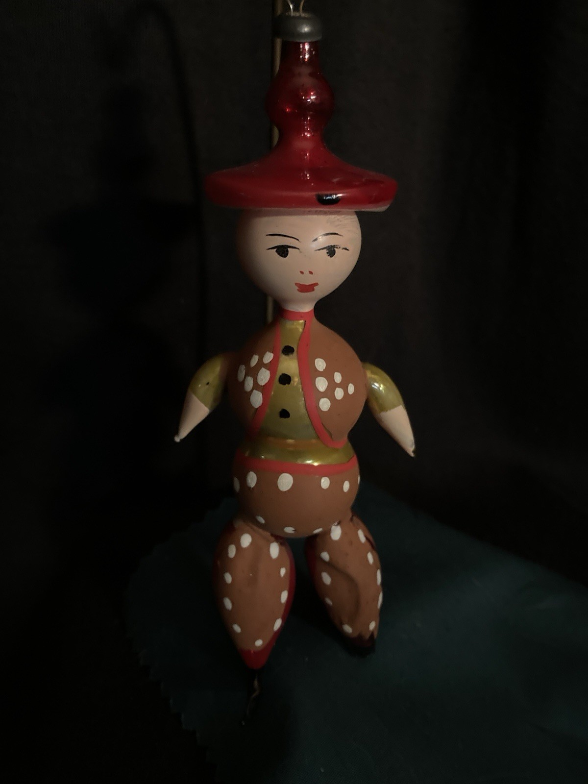 Vtg. Hand Blown DeCarlini Christmas Ornament Child Figure c.1960 - 5 3/4 As Is
