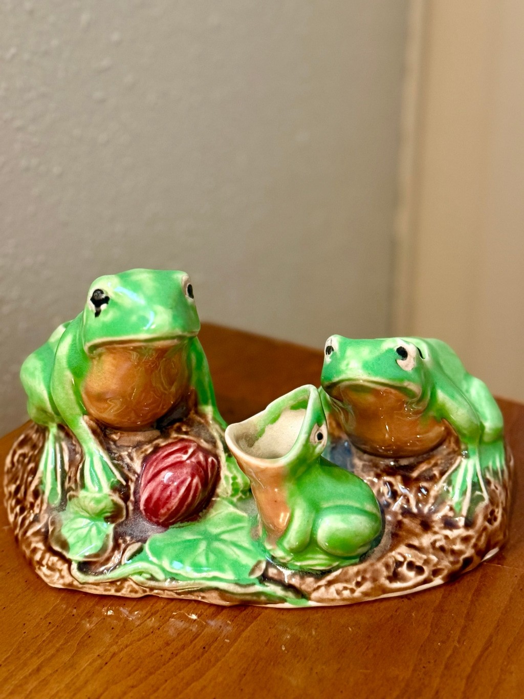 Vintage Ceramic Green Frog Family Planter Pot Toothpick Holder Vintage Ceramic Green Frog Family Planter Pot Toothpick Holder
