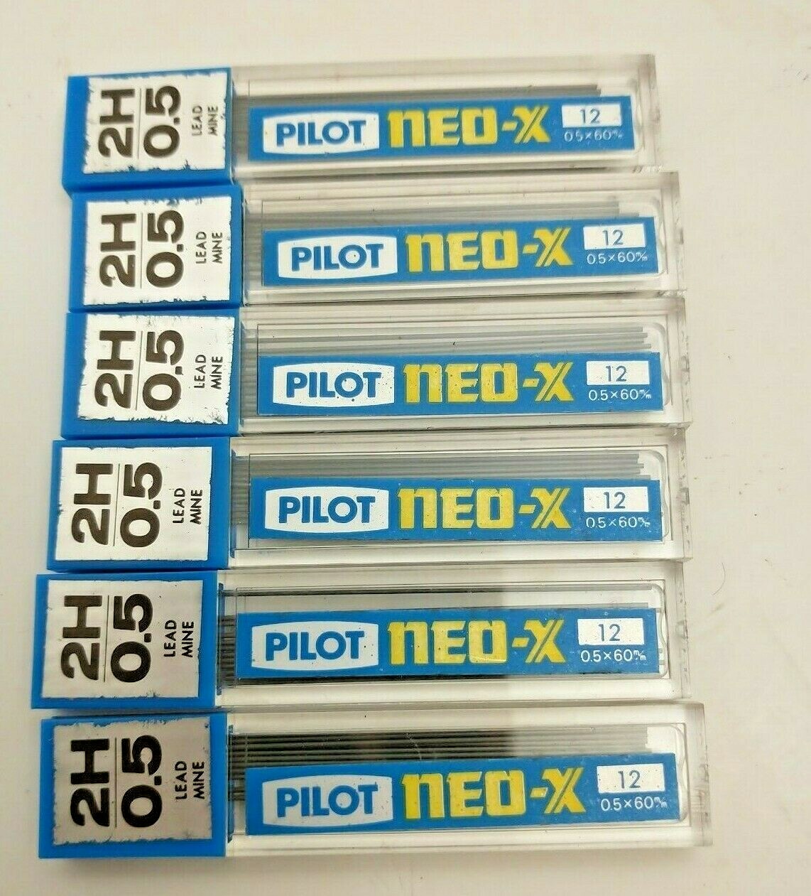Pilot NEO-X PL-5 Black Pencil Lead .05x60mm 2H  6 Tubes of 12 Leads 72 Leads