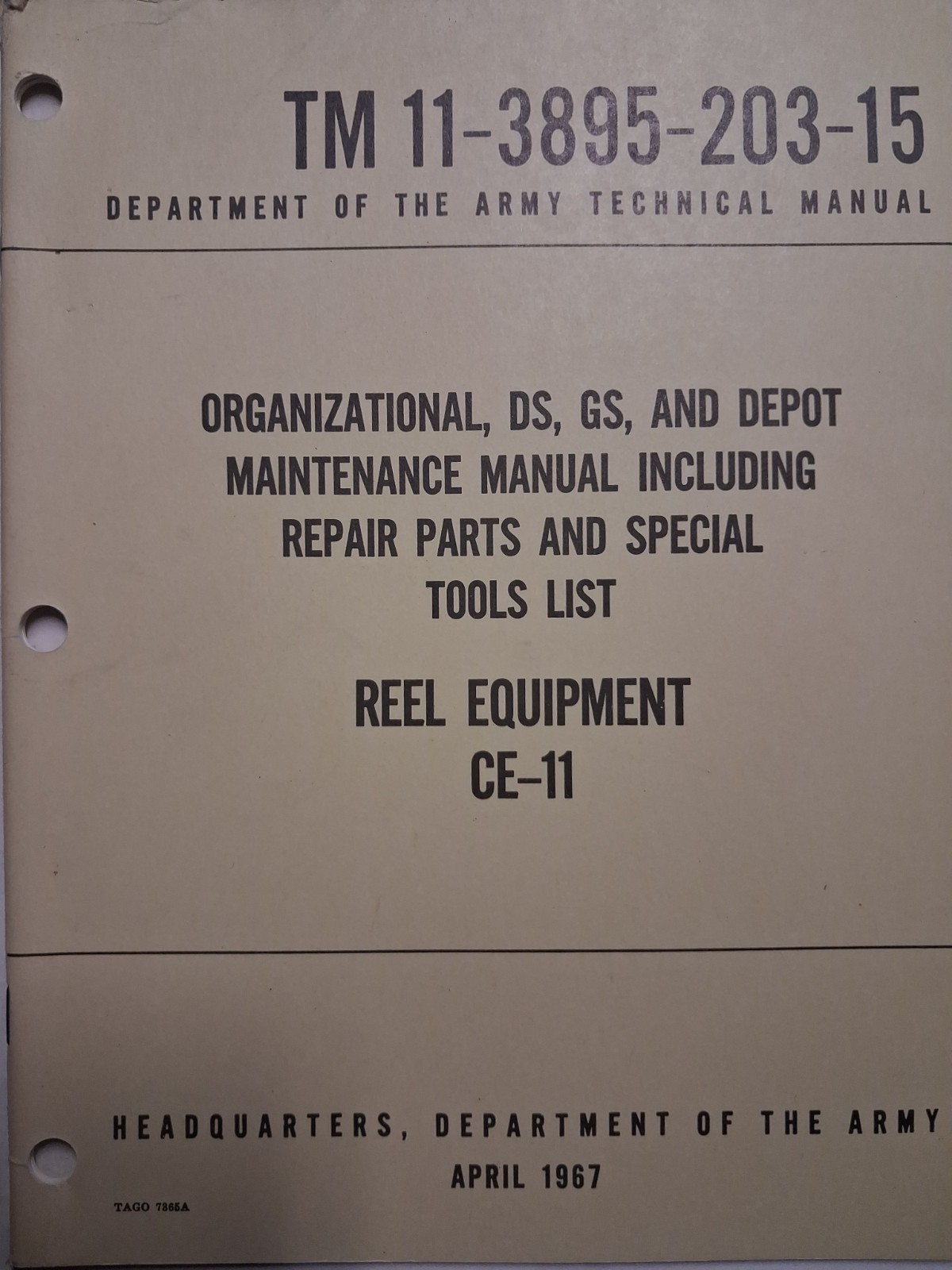 1967 Vietnam War DEPT ARMY Organizational DS GS Depot Maintenance