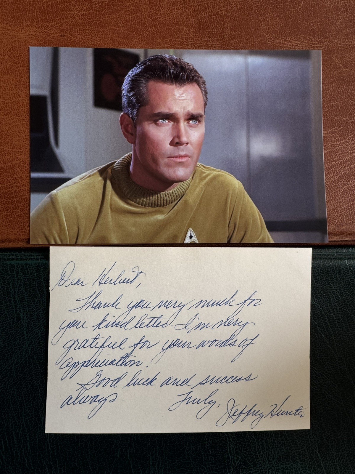 (BF2) VERY RARE JEFFREY HUNTER VINTAGE SIGNED AUTOGRAPH STAR TREK CAPATIN PIKE