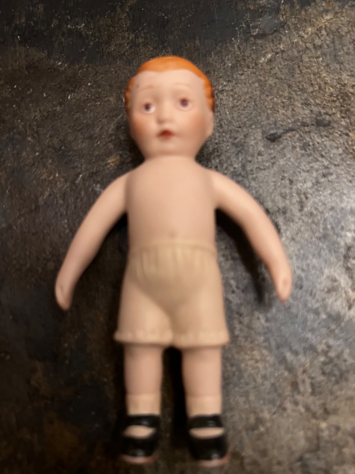 Vintage Hand Painted Bisque Porcelain Miniature Boy Doll Figurine