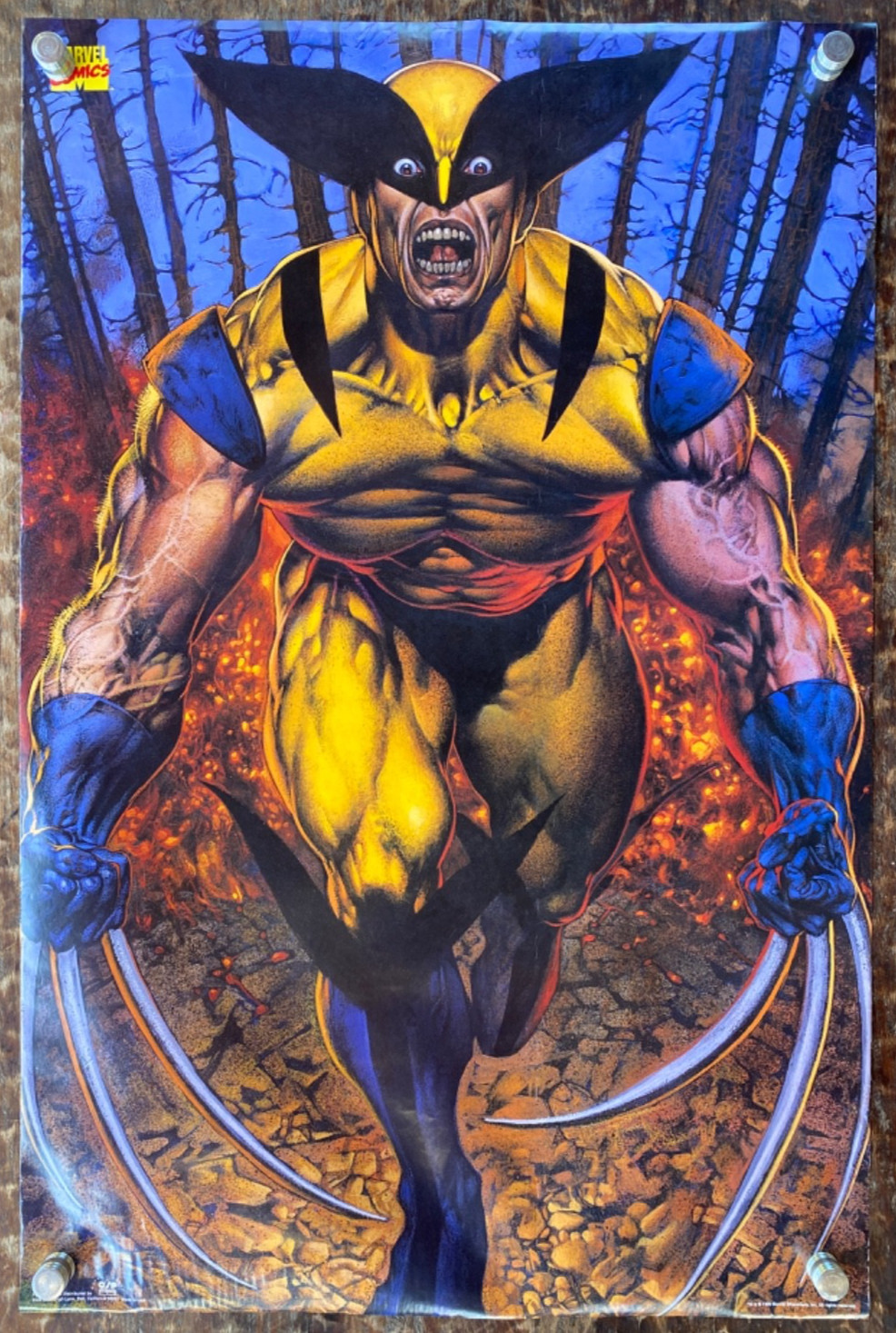 1996 MARVEL FOREST WOLVERINE X-MEN large 23x35 rolled poster by GLENN FABRY