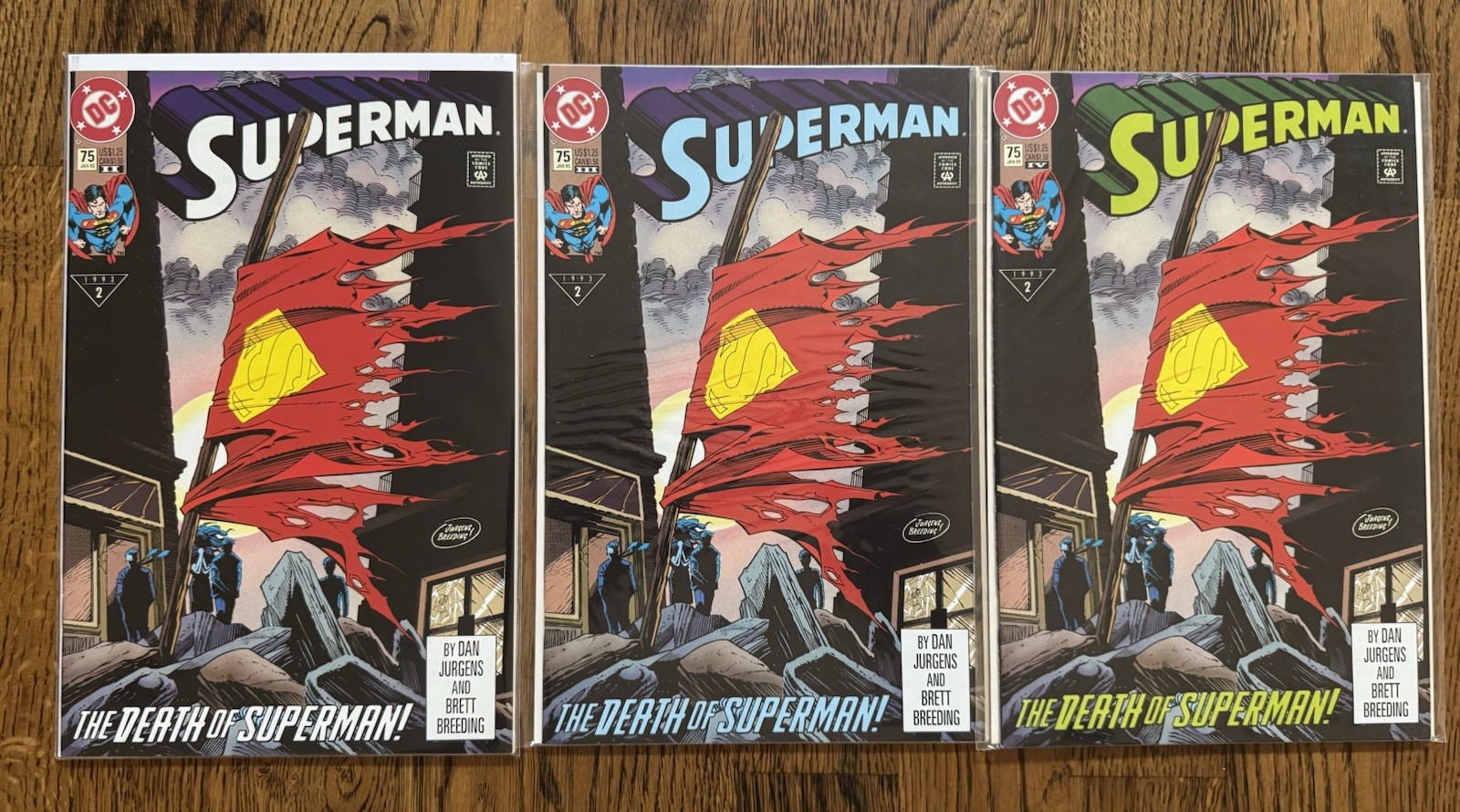 SUPERMAN v2 #75 LOT (3) · 2ND 3RD & 4TH PRINT · DC 1/1993