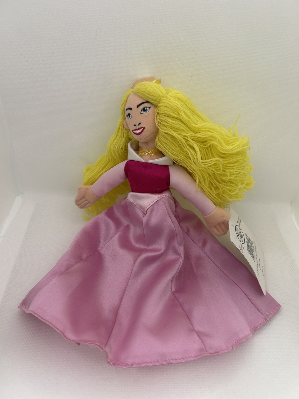 Disney Store Princess Aurora Bean Bag Plush Sleeping Beauty Pink Satin Gown NWT
