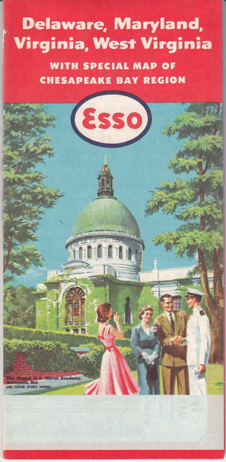 1958 DELAWARE - MARYLAND - VIRGINIA - WEST VIRGINIA Road Map ESSO STANDARD OIL 