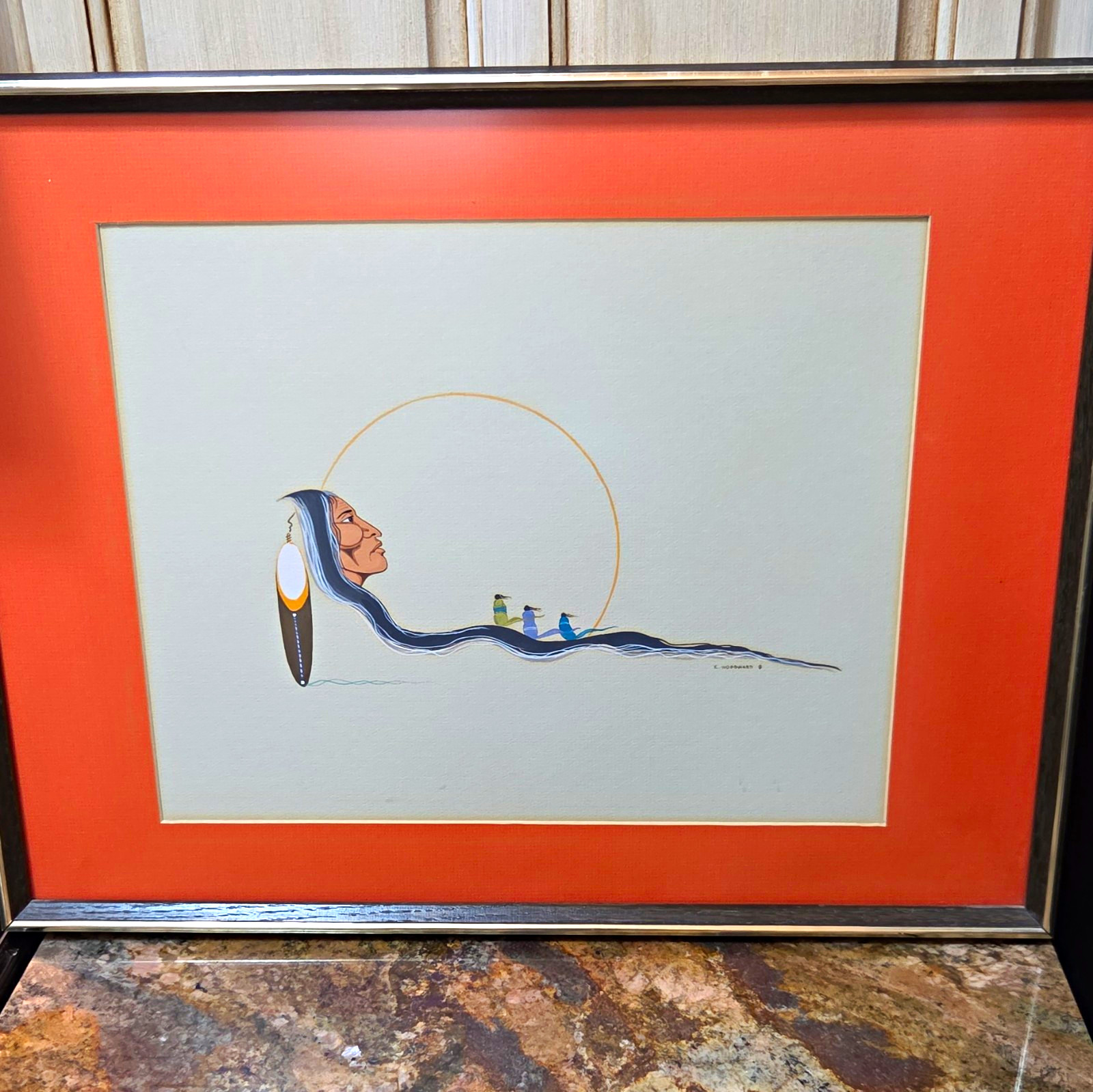 Original Ken Woodward Cherokee Painting Native American Art Signed Framed