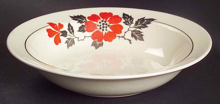 Hall Red Poppy  Rimmed Fruit Dessert  Bowl 226766