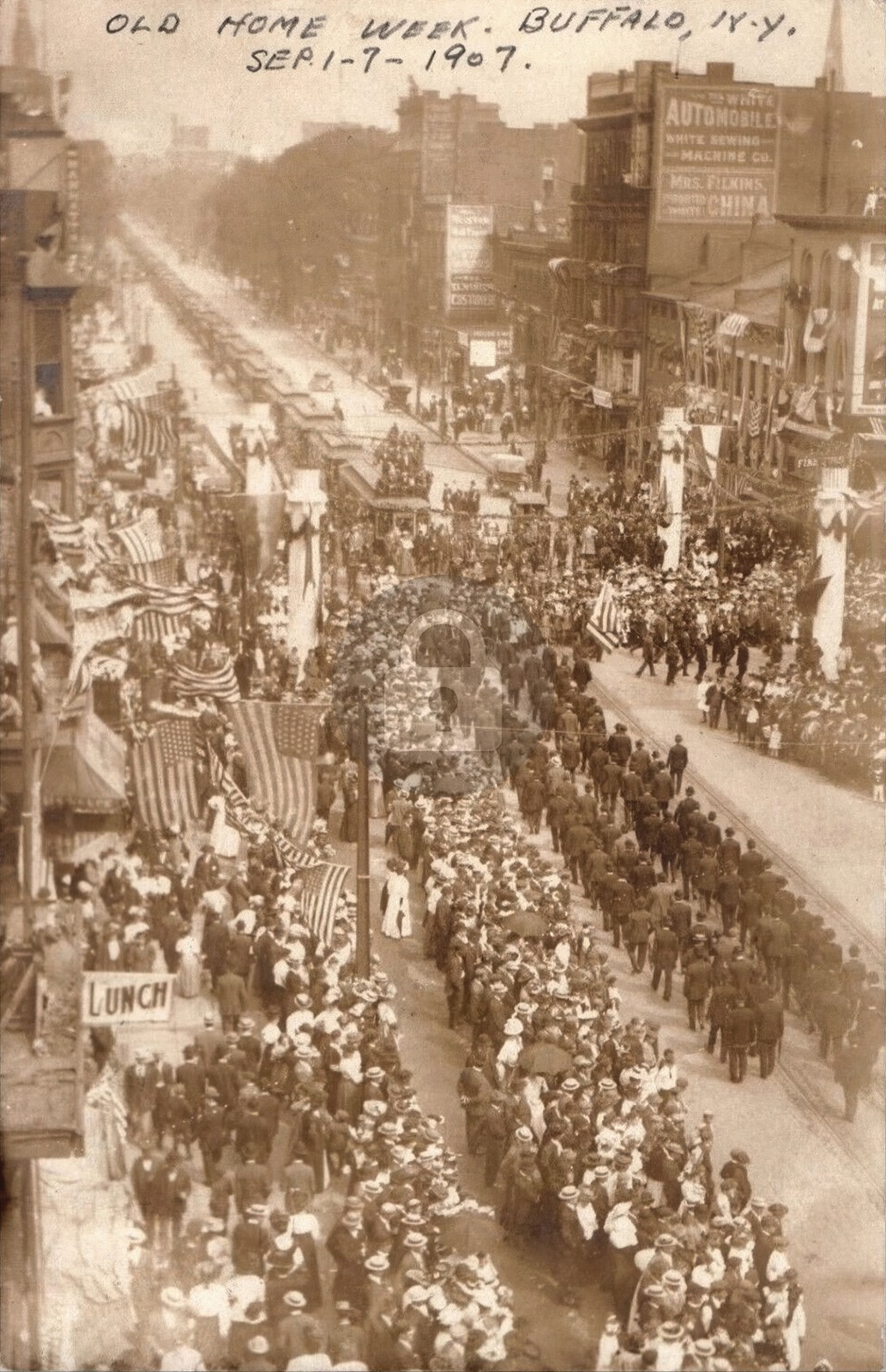1907 Old Home Week Parade Crowded Buffalo New York NY RPPC Photo Postcard COPY