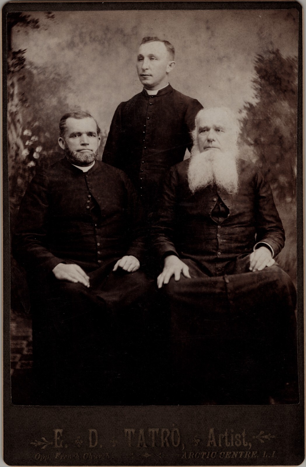 Three Priests Cabinet Card Photo 1870s Artic Centre, Rhode Island RARE