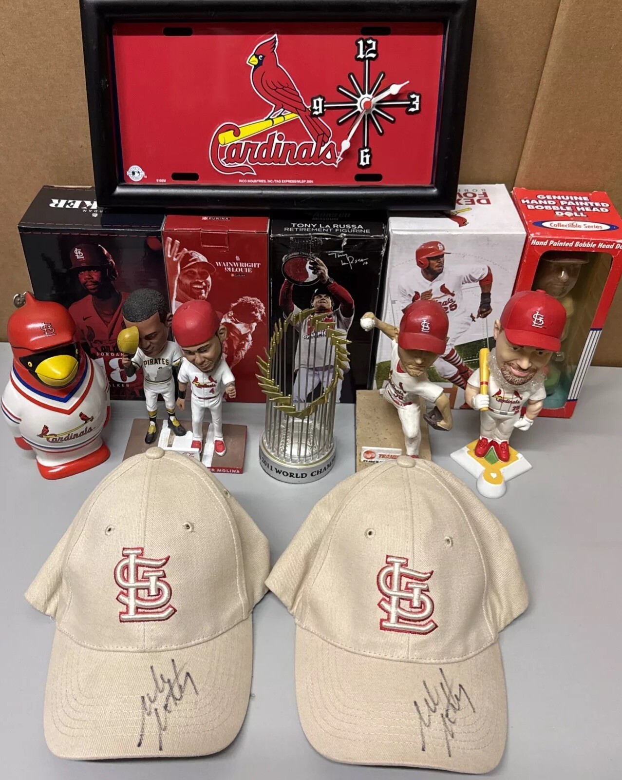 St. Louis Cardinals Bobblehead Lot Redbird Stein Ceramarte Clock WS Trophy St. Louis Cardinals Bobblehead Lot Redbird Stein Ceramarte Clock WS Trophy