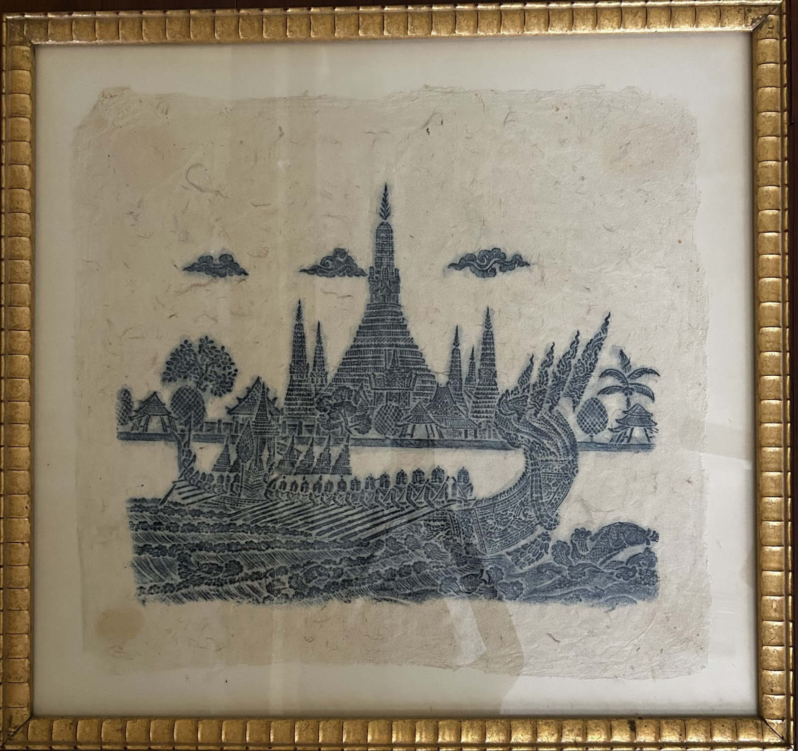 Tibetan Three Temples Rice Paper Rubbing, Vintage Authentic Thai Tibetan Three Temples Rice Paper Rubbing, Vintage Authentic Thai
