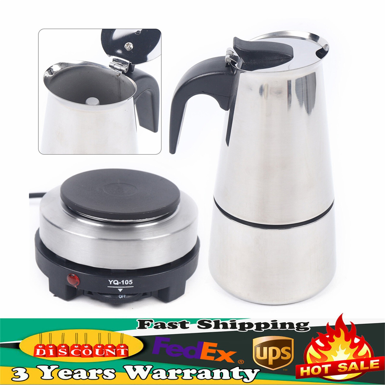 Coffee Maker,Stovetop Espresso Coffee Maker Moka Coffee Pot with Electric Stove