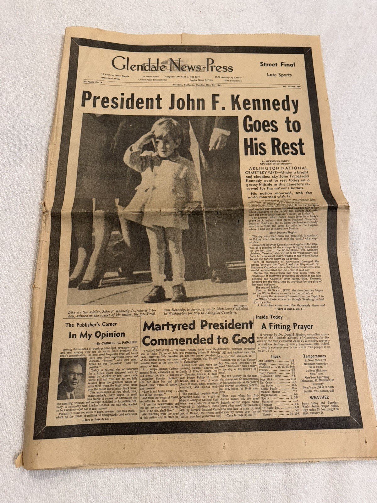 Glendale News Press - Nov. 25, 1963 - Kennedy Assassination Funeral - 18 pages Glendale News Press - Nov. 25, 1963 - Kennedy Assassination Funeral - 18 pages