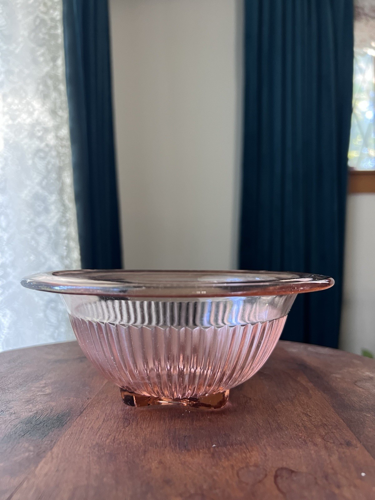Hazel-Atlas Vintage Pink Depression Glass Mixing Bowl Nesting, Ribbed, 8\