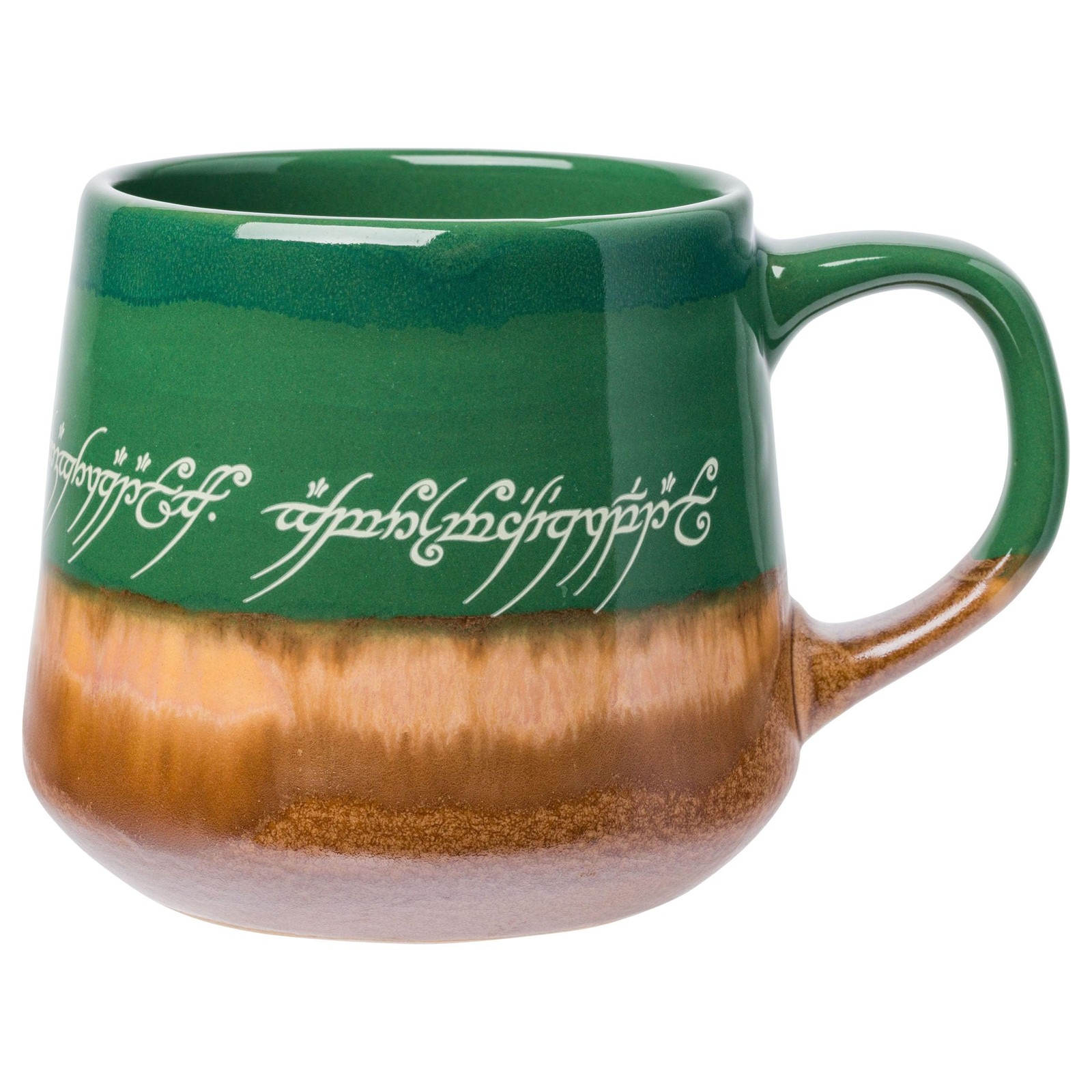 Lord of the Rings 14oz Elvish Text Pottery Mug Green Brown BPA Free Collectible Lord of the Rings 14oz Elvish Text Pottery Mug Green Brown BPA Free Collectible
