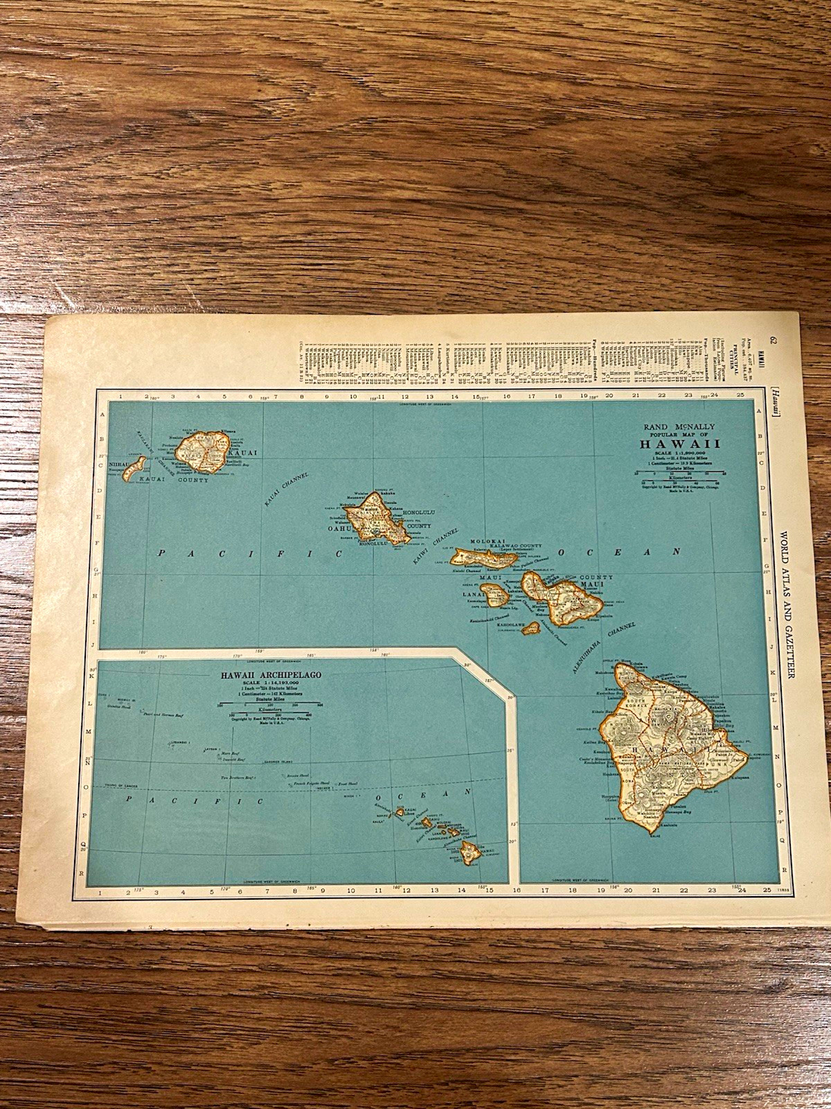 Rand McNally Hawaii Map Paper Map, 1937 14”x11” Rand McNally Hawaii Map Paper Map, 1937 14”x11”