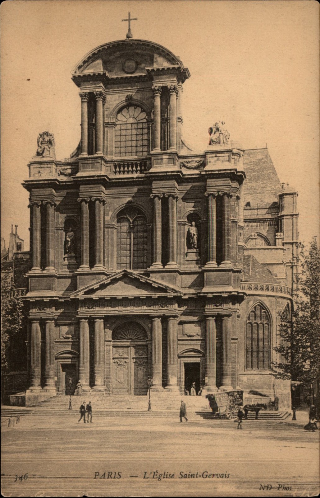 Eglise Saint Gervais Paris vintage postcard w453