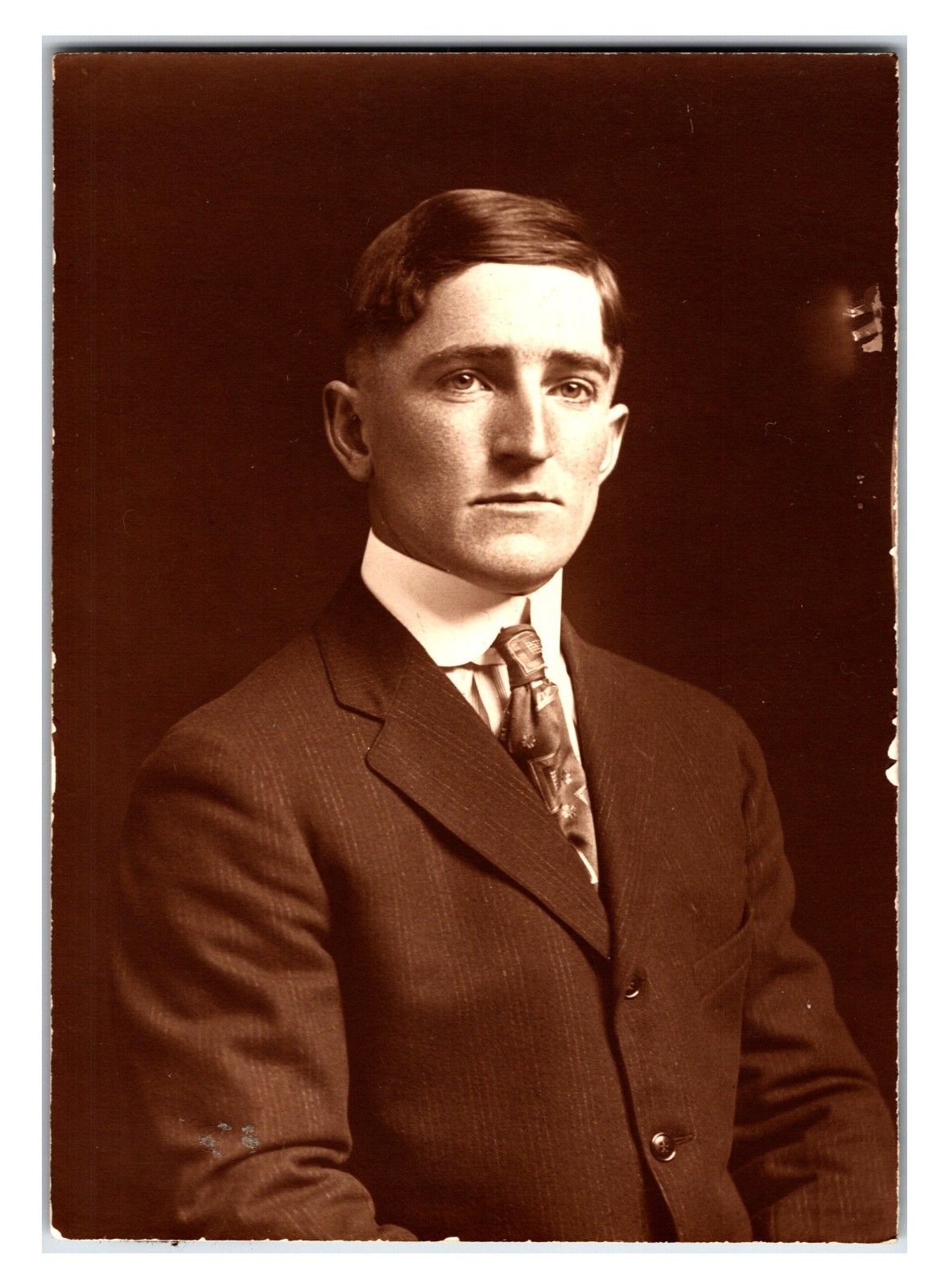 Original 1910s Man In Suit Studio Portrait Photo (4in X 3in) *Named*