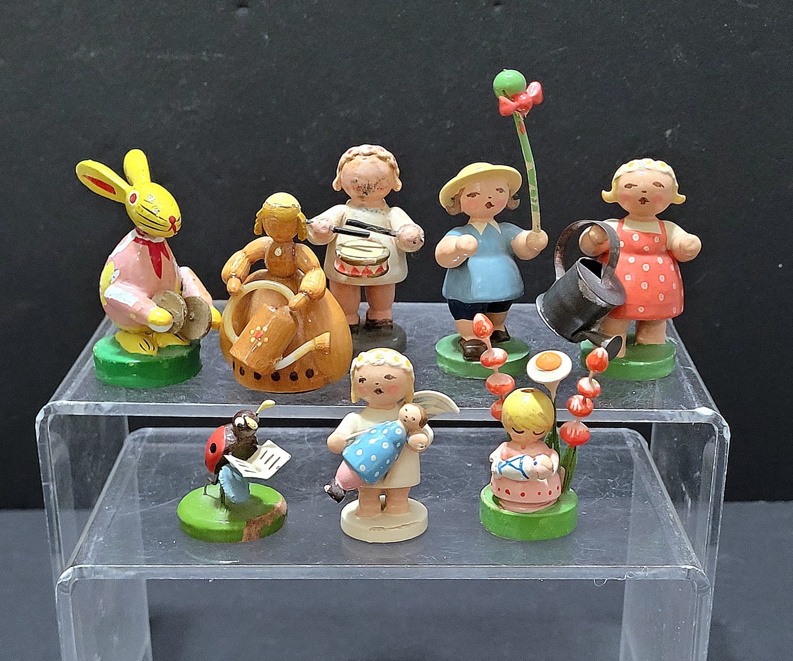 8 Vintage ERZGEBIRGE HERGESTELLT GERMANY Wooden FIGURINES LOT 8 Vintage ERZGEBIRGE HERGESTELLT GERMANY Wooden FIGURINES LOT