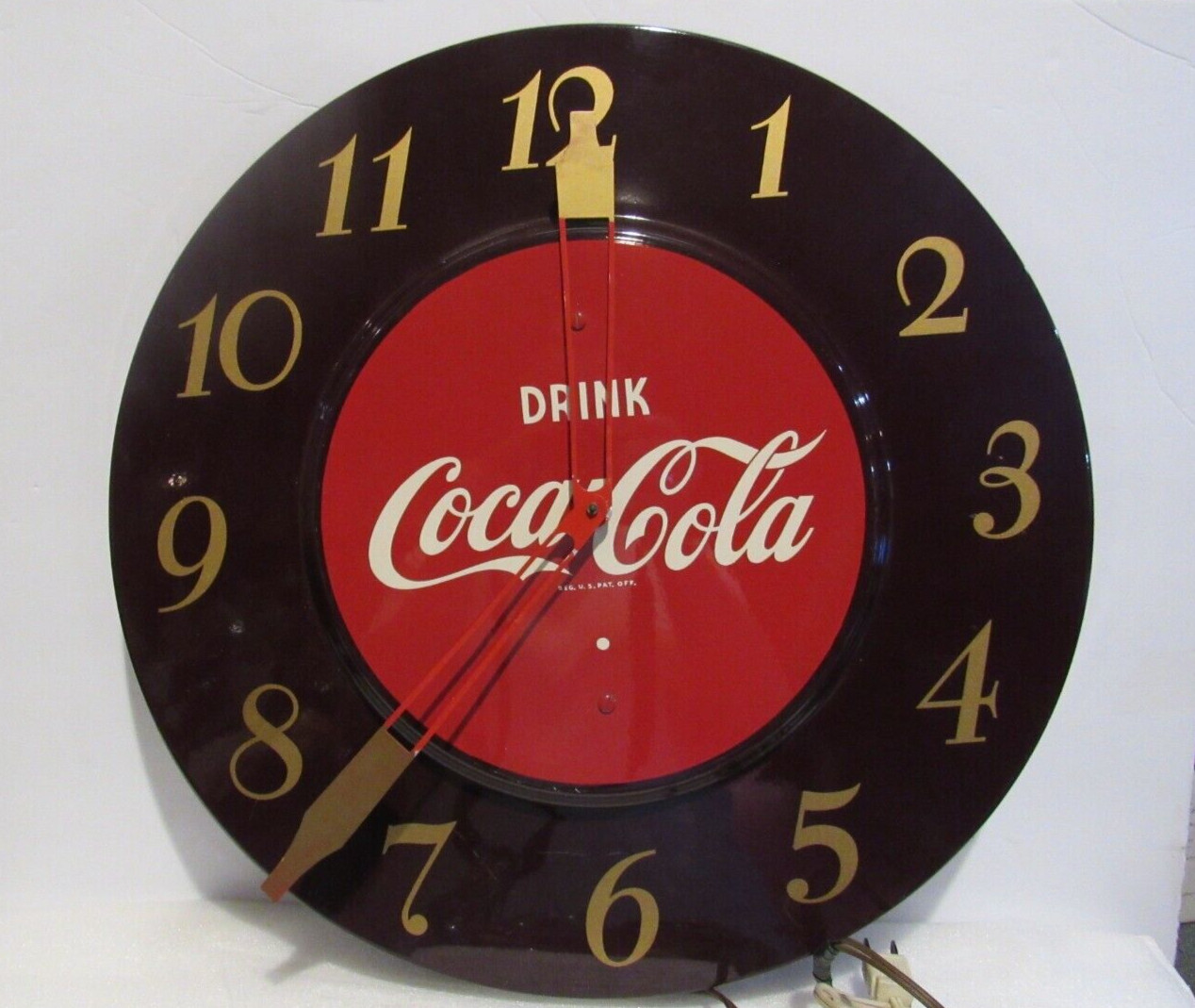 Vintage Drink Coca Cola 1953 Brown Gold Electric Collectible Clock Original Tag