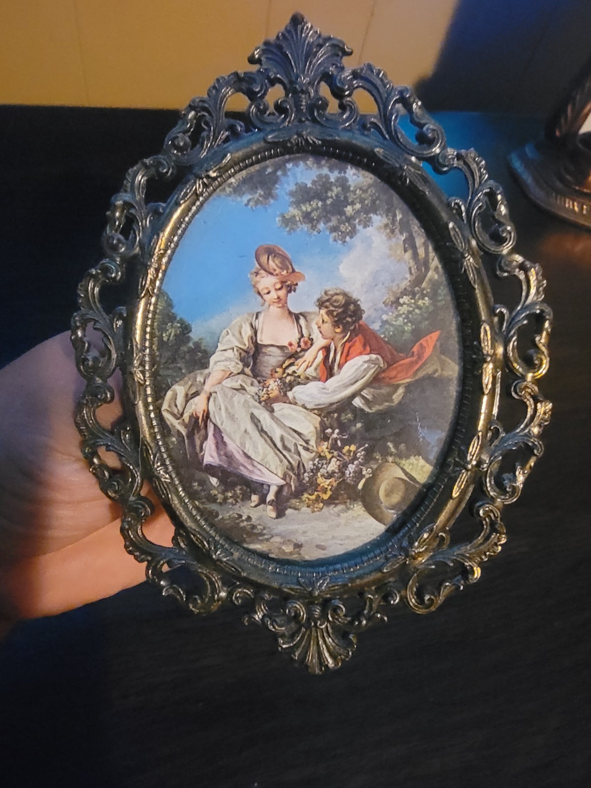 Vtg Italian Ornate Rococo Style Art Frame The Four Seasons Brass Wall Frame