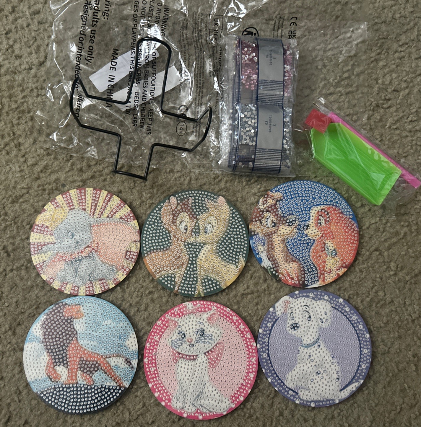 Diamond Art Disney Classics Coasters set of 6 coasters comes with a metal holder