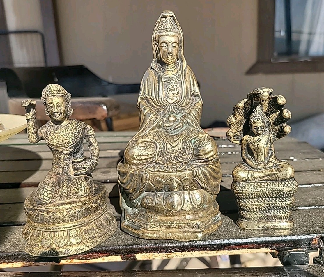 3  Buddha bronze Brass Vajrasattva Tara Kwan-Yin,Meditation Buddha,Nang Kwak