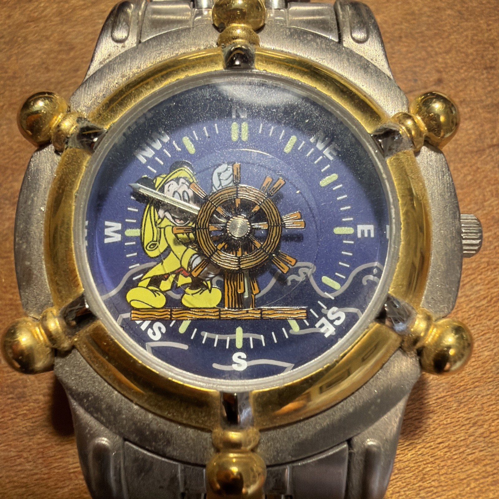 Vintage Disney Ahoy Cast Members Wrist Watch Cruise Line w/Box & Pinback