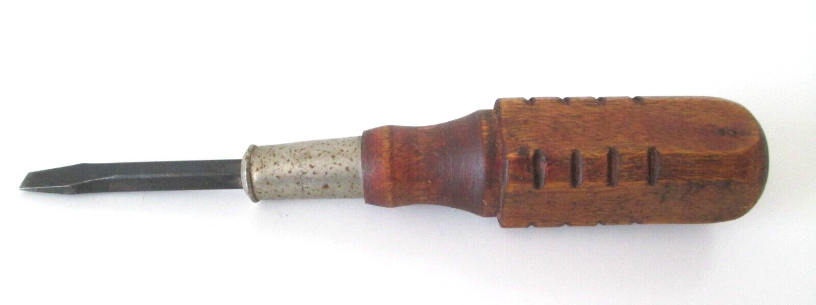 Antique Flat Blade Head Screwdriver Wooden Handle 6\