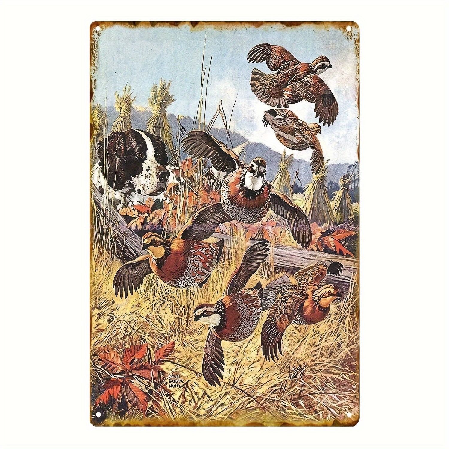 Retro Quail Hunting with Dogs and Bird Tin Metal Signs Home Décor 8x12 Retro Quail Hunting with Dogs and Bird Tin Metal Signs Home Décor 8x12