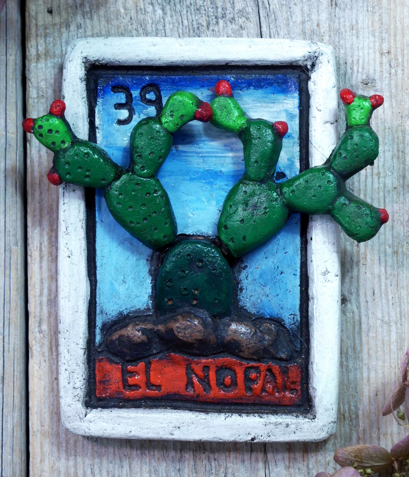Clay Loteria #39 El Nopal The Cactus Rafael Pineda Mexican Board Game Folk Art