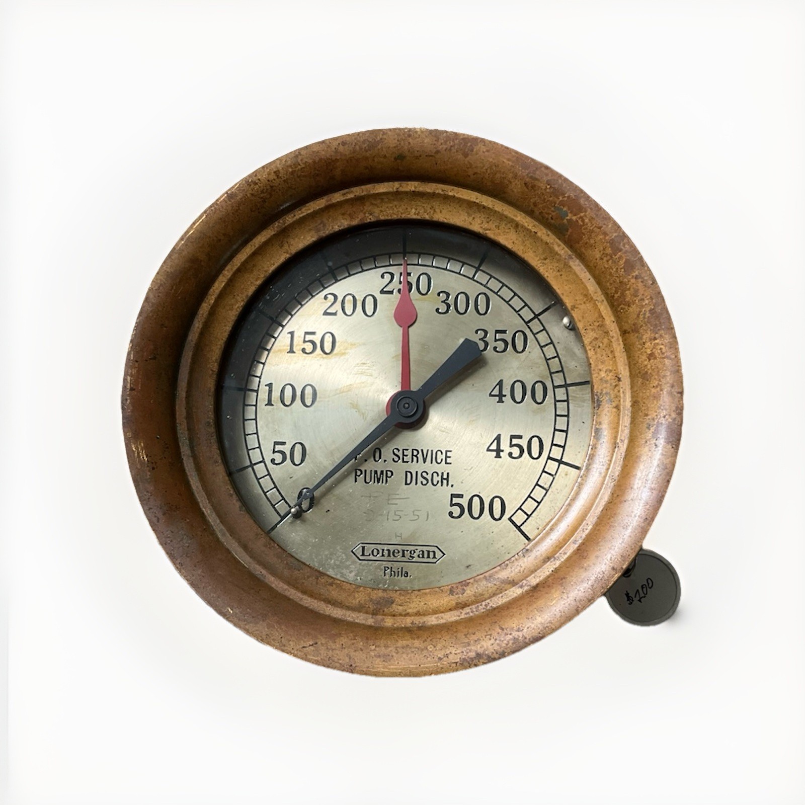 Antique Lonergan Phila Brass Industrial Pressure Gauge Steampunk Decor