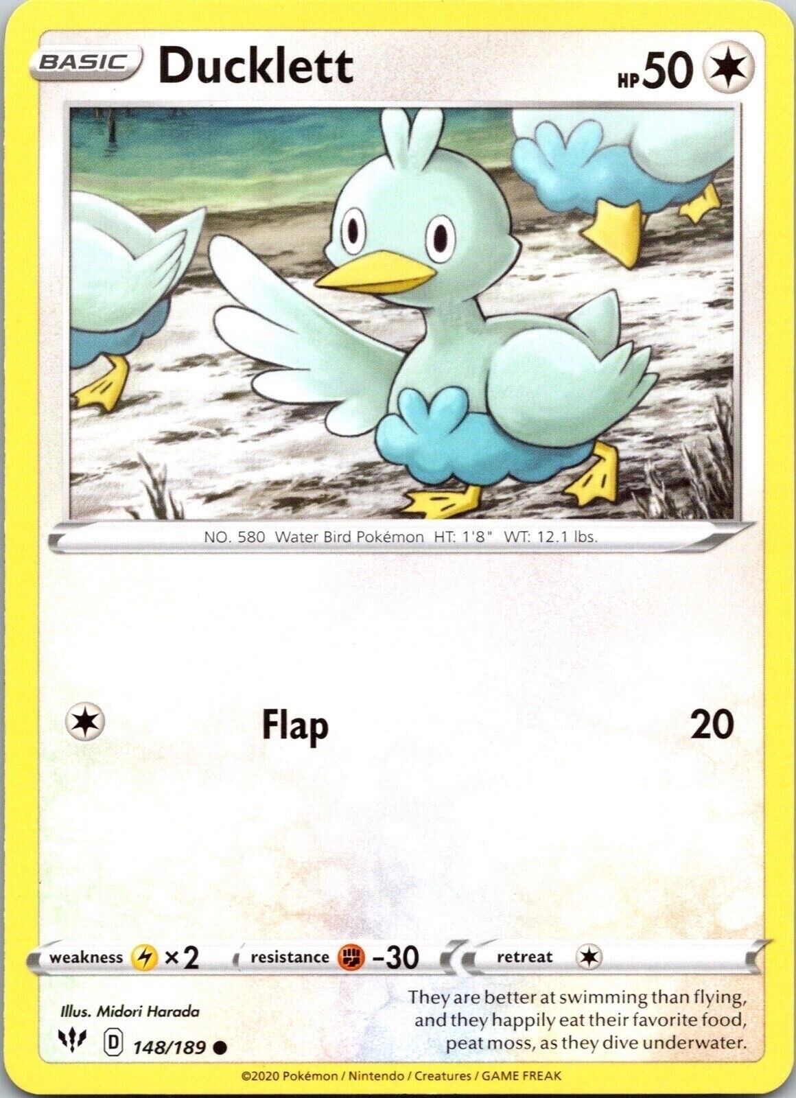Ducklett 148/189 Regular Darkness Ablaze Pokemon Card TCG CCG Nintendo Common Ducklett 148/189 Regular Darkness Ablaze Pokemon Card TCG CCG Nintendo Common