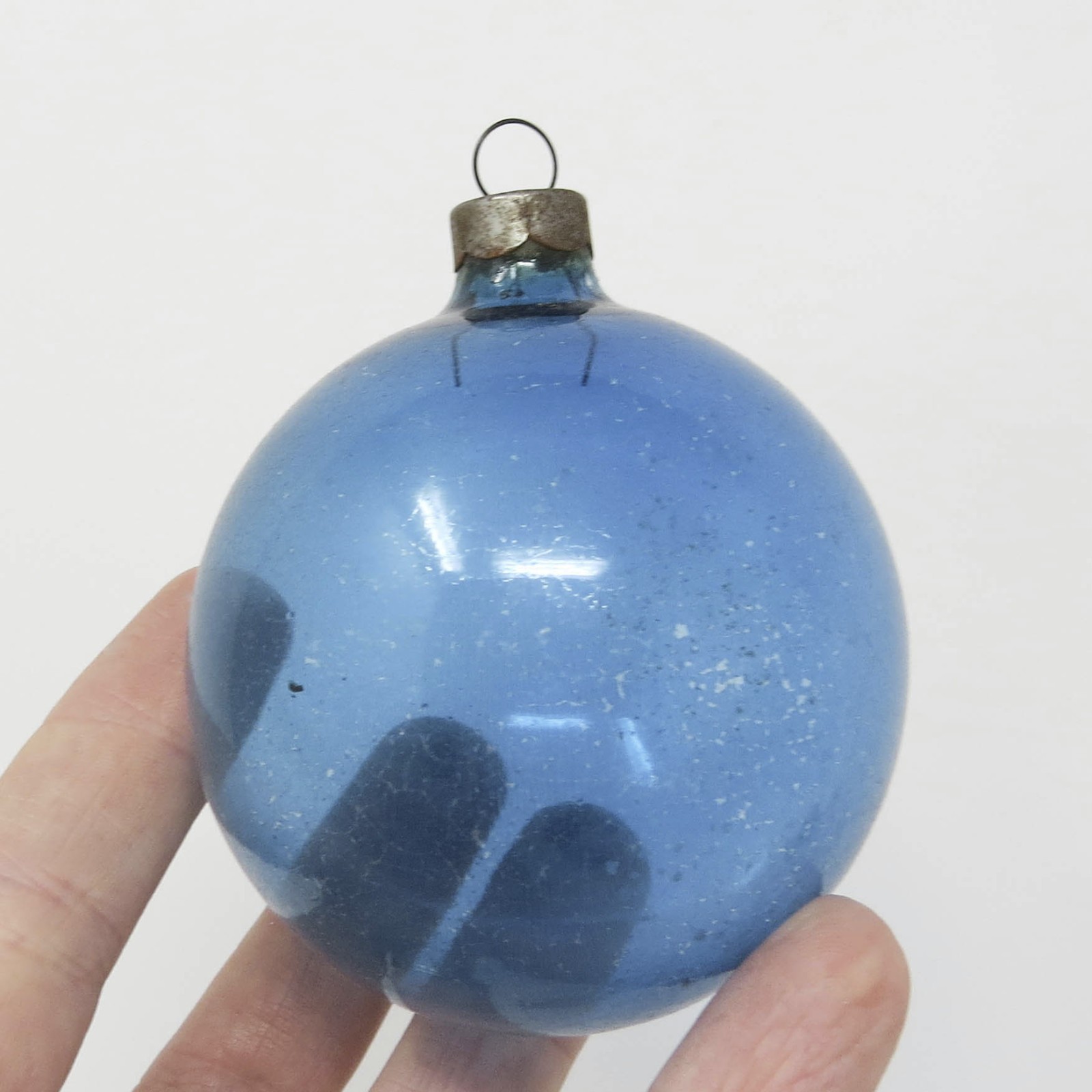 Vintage WW2 Era Unsilvered Glass Christmas Ornament ~ Blue ~ 2-1/2 Vintage WW2 Era Unsilvered Glass Christmas Ornament ~ Blue ~ 2-1/2