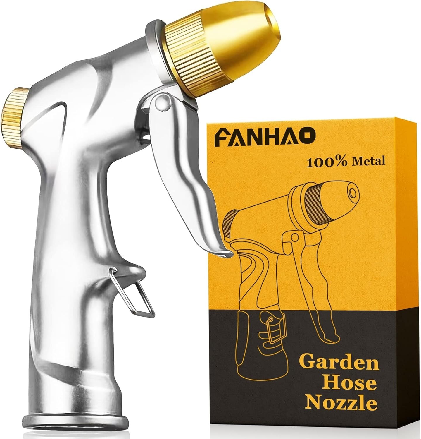Upgraded Garden Hose Nozzle Sprayer, 100% Heavy Duty Metal Handheld Water Nozzle
