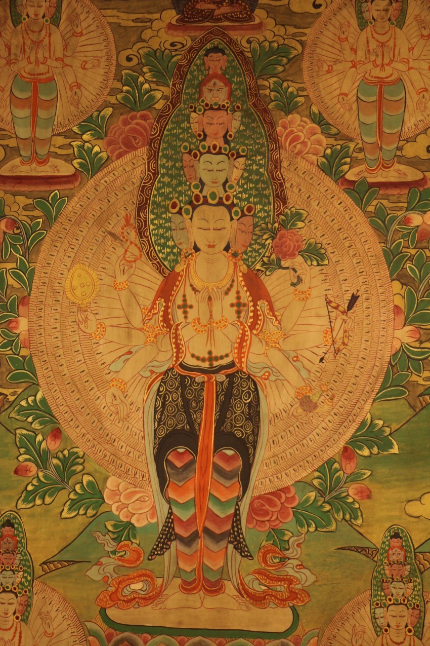 Real Tibet Vintage Old Buddhist Thangka Thousand-Handed-and-Eyed Avalokitesvara