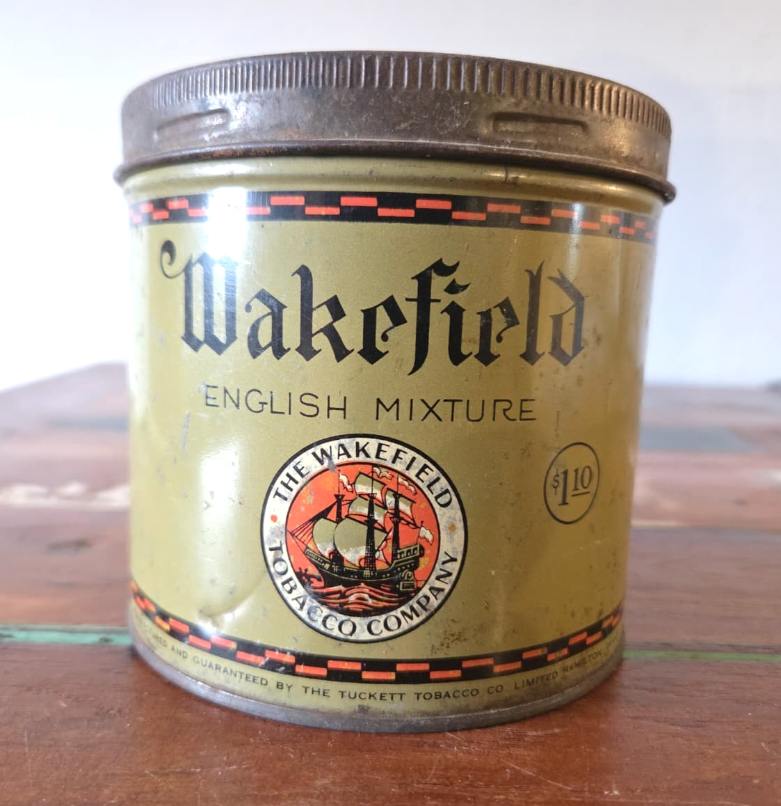 Vintage Wakefield English Mixture Tobacco Tin Tuckett Co Canada Humidor Lid