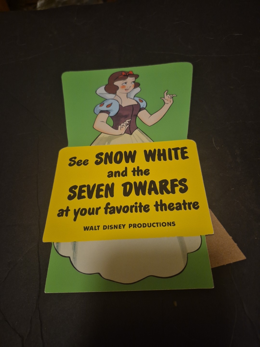 1952 SNOW WHITE AND THE SEVEN DWARFS MOVIE STANDUP UNUSED RARE  NEW OLD STOCK
