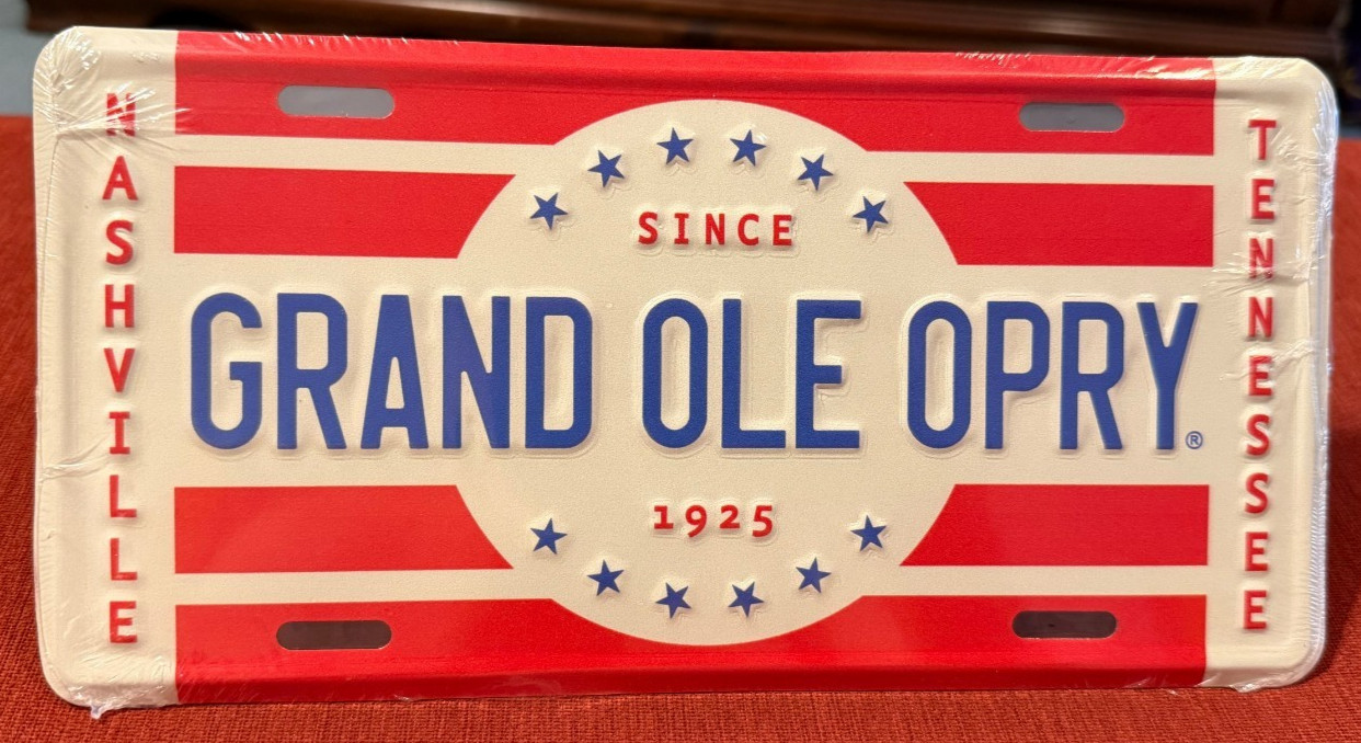 Vintage Grand Ole Opry Nashville Tennessee Booster License Plate Tag Since 1925 Vintage Grand Ole Opry Nashville Tennessee Booster License Plate Tag Since 1925