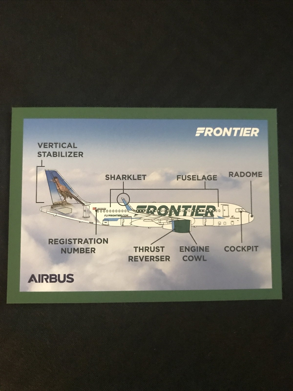 Rare Frontier Airlines 30th Anniversary A320 Trading Card Rare Frontier Airlines 30th Anniversary A320 Trading Card