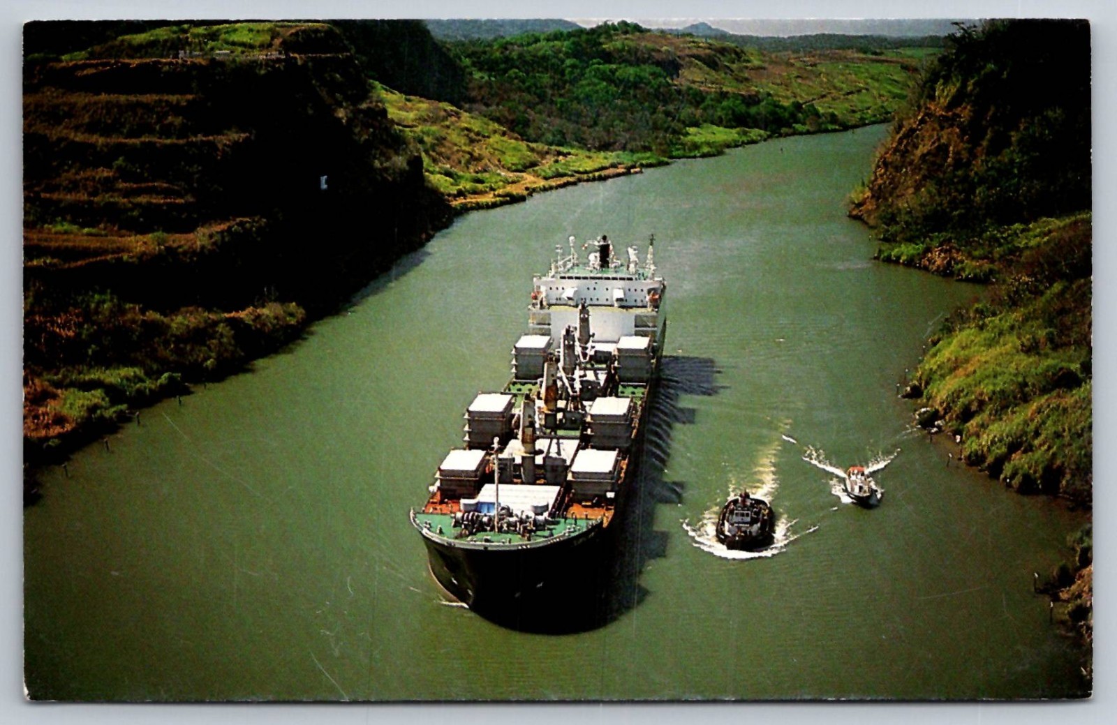 Panama Canal Panama Gaillard Cut Aerial View Vintage Postcard