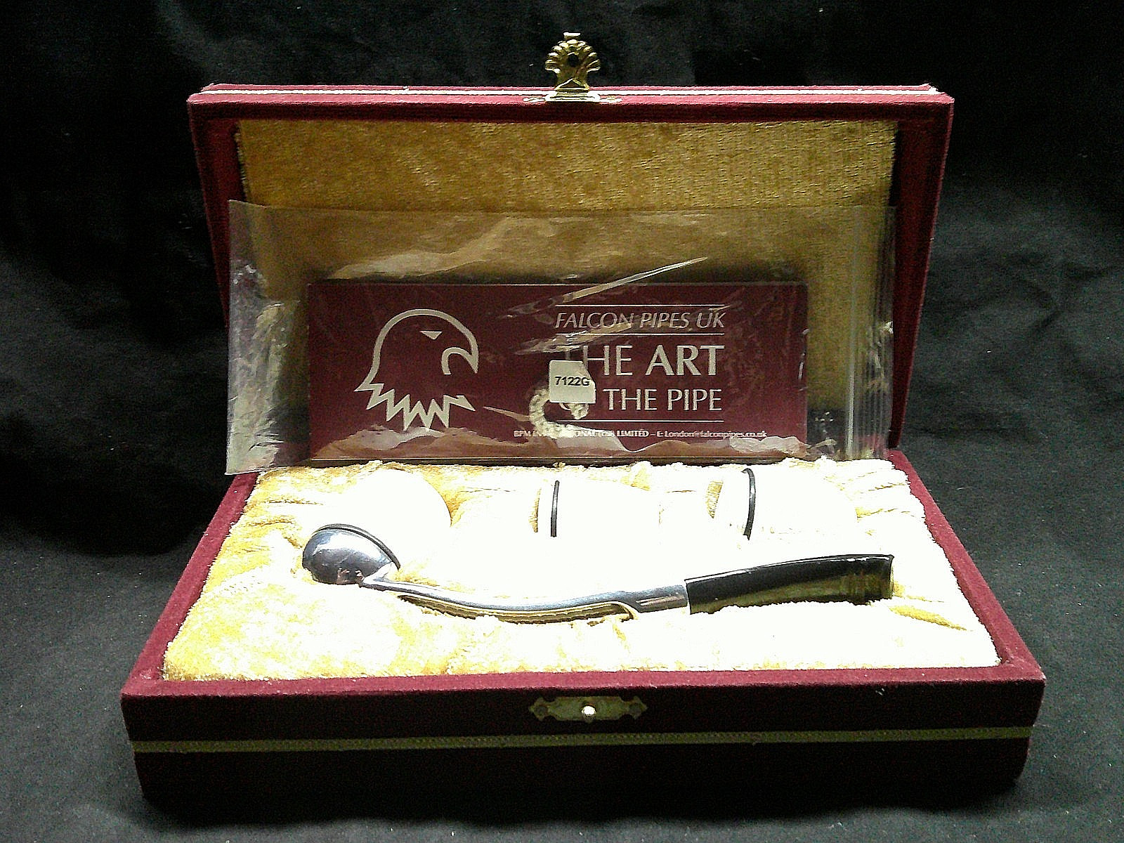✔️FALCON PIPE BLOCK SET with 3 BLOCK MEERSCHAUM CARVED BOWLS PAMPLET VELVET BOX