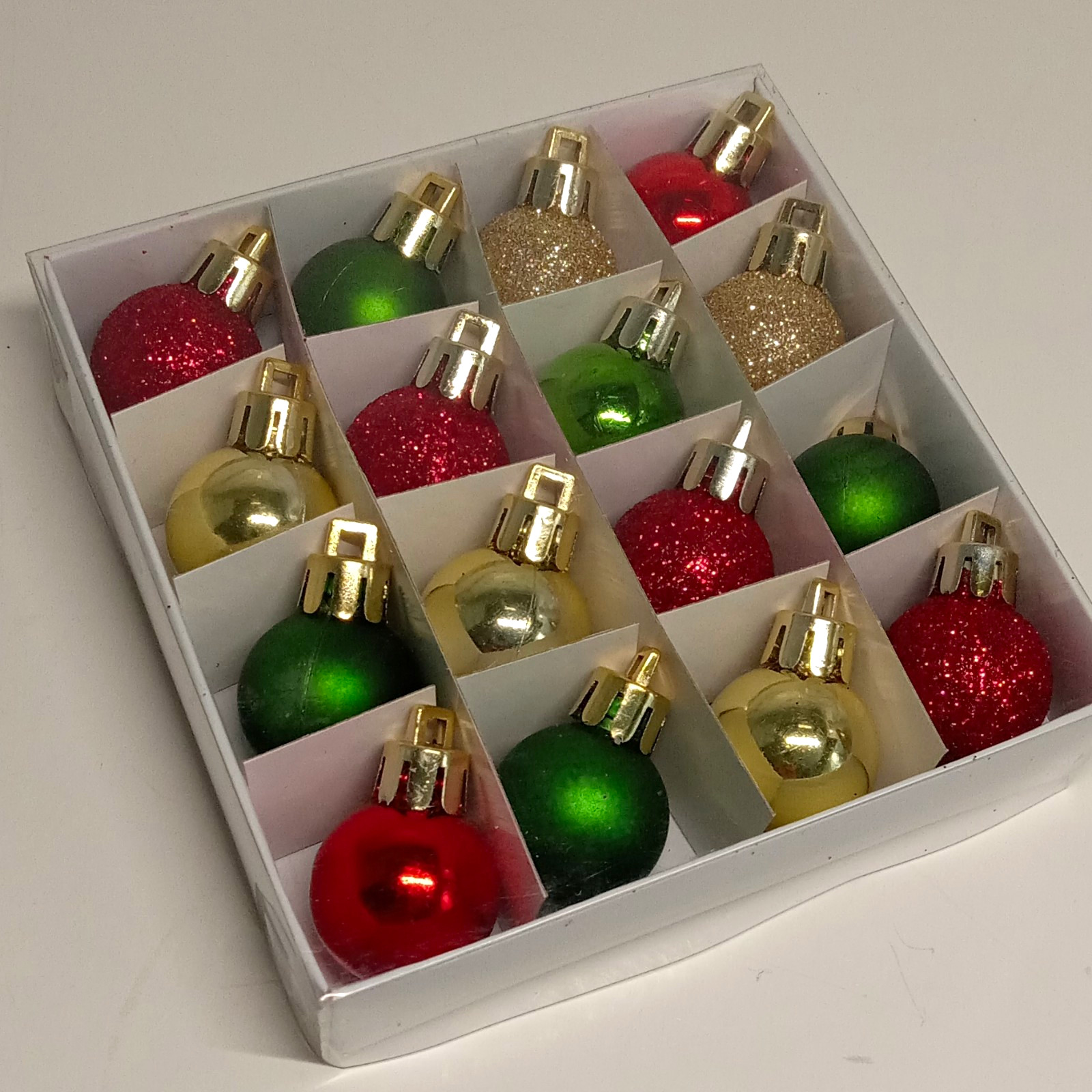 Ashland Mini Ball Ornaments Set of 16 Red Green Gold Hanging Christmas Decor