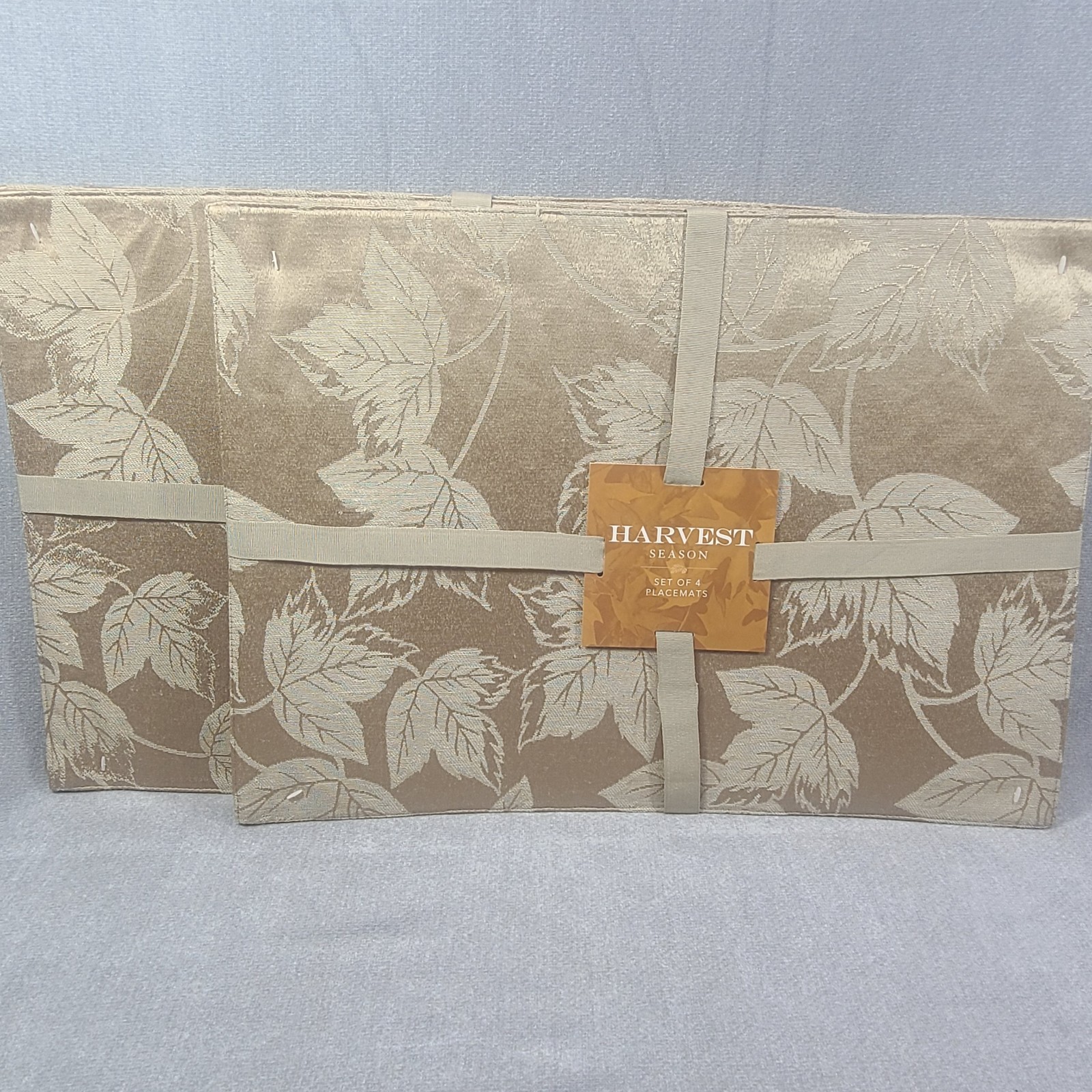 8 NWT KOHL\'S Placemats ~ Maple Leaf Jacquard Brown-gold Fall Harvest 