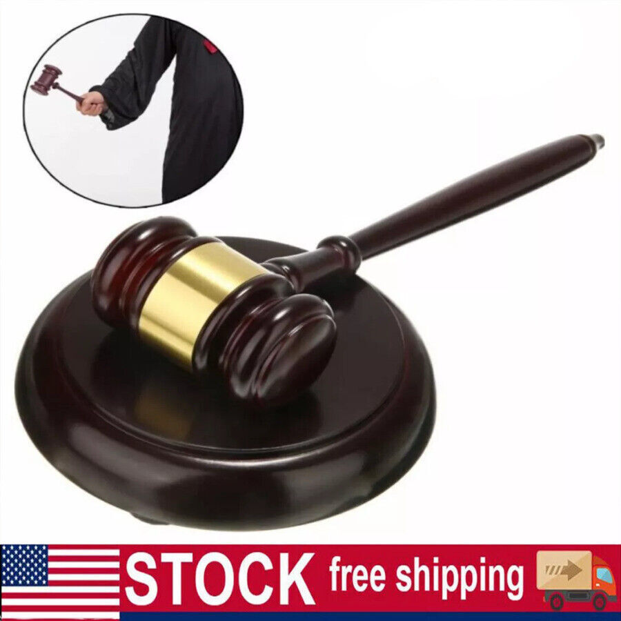 Wooden Gavel and Block Set, Wooden Gavel and Sound Block Set for Lawyer Gift