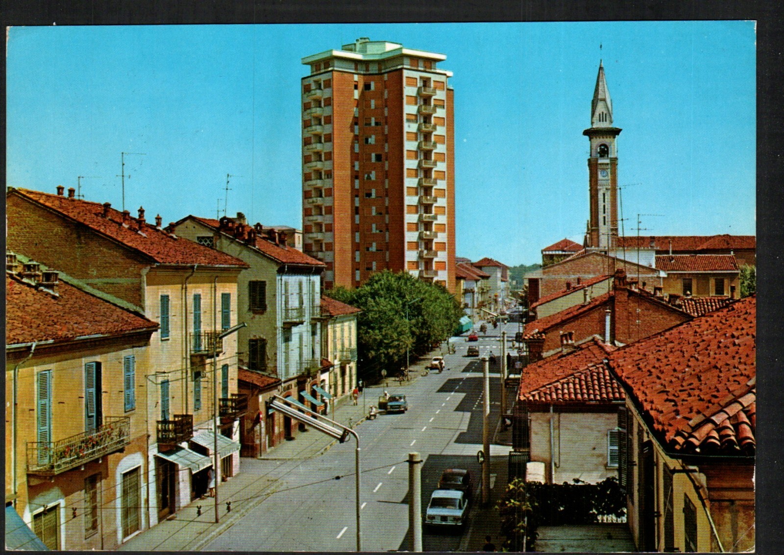 Postcard Street view Alessandria Italy Acqui Street Strasse 1968 Cancel