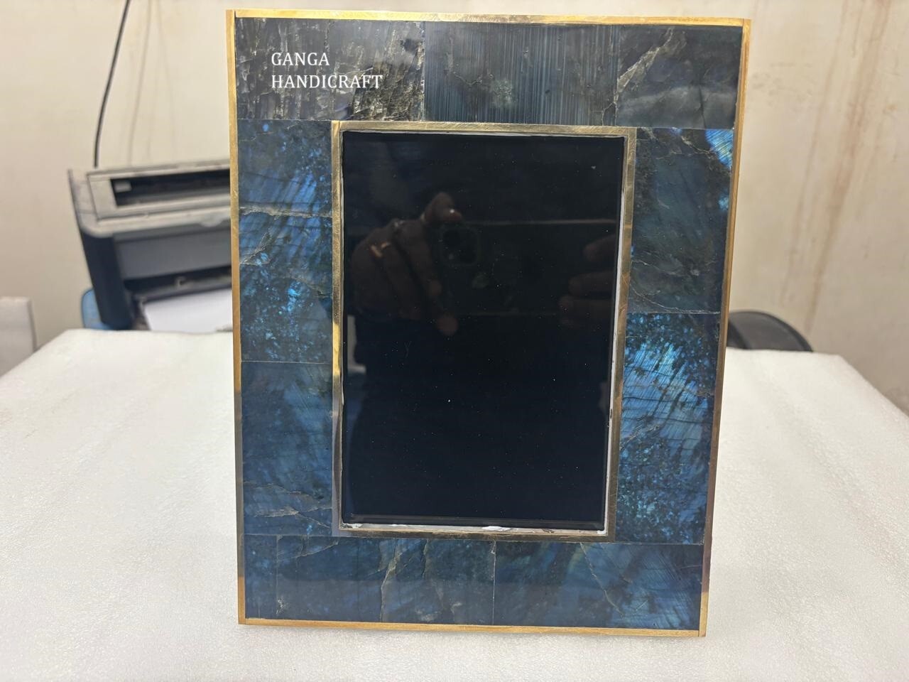 Glowing Labradorite Stone Picture Frame, Photo Size 5\