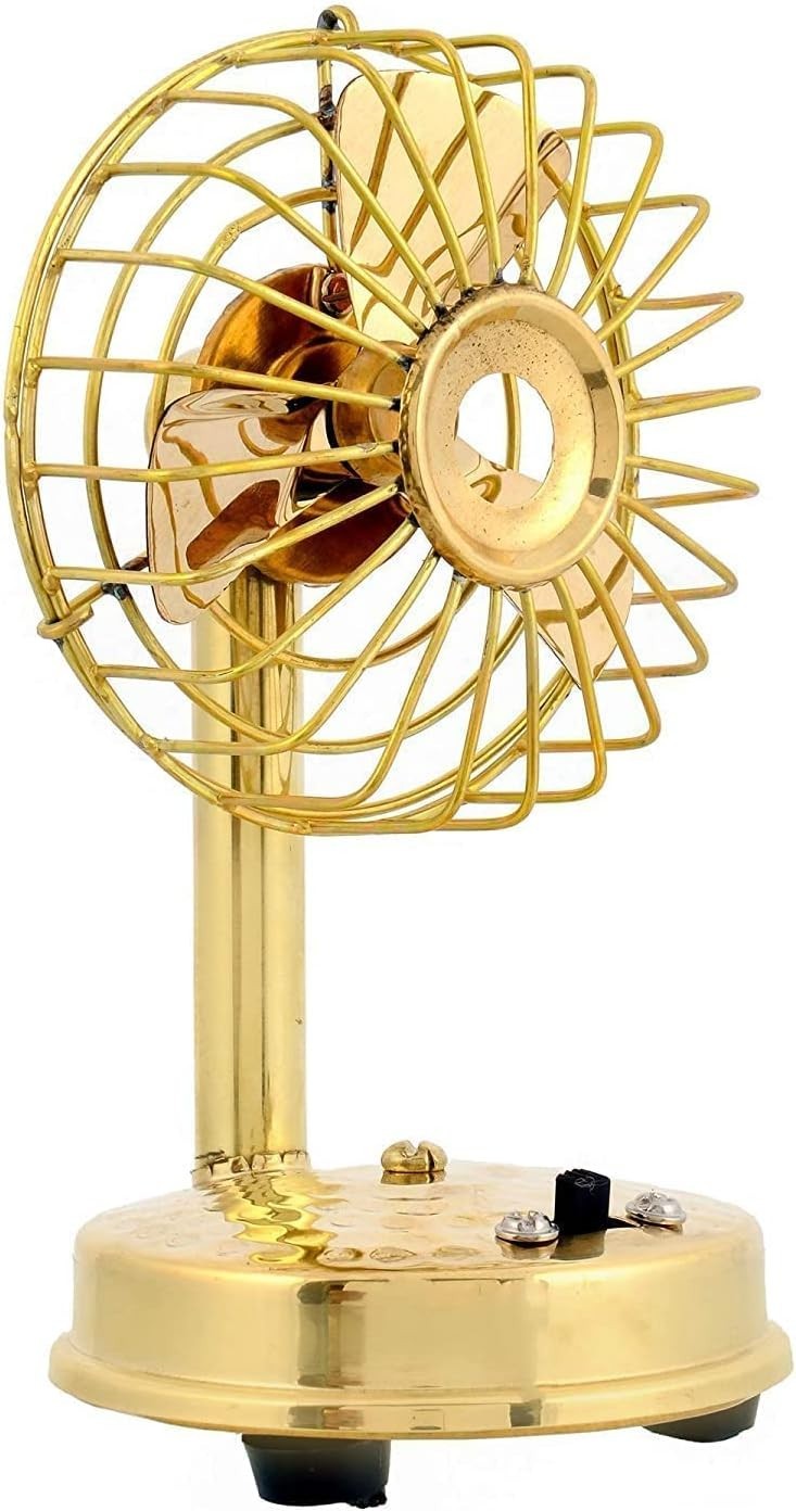 Vintage Nautical Polished Brass Collectible Working Table Fan With 3 Blades