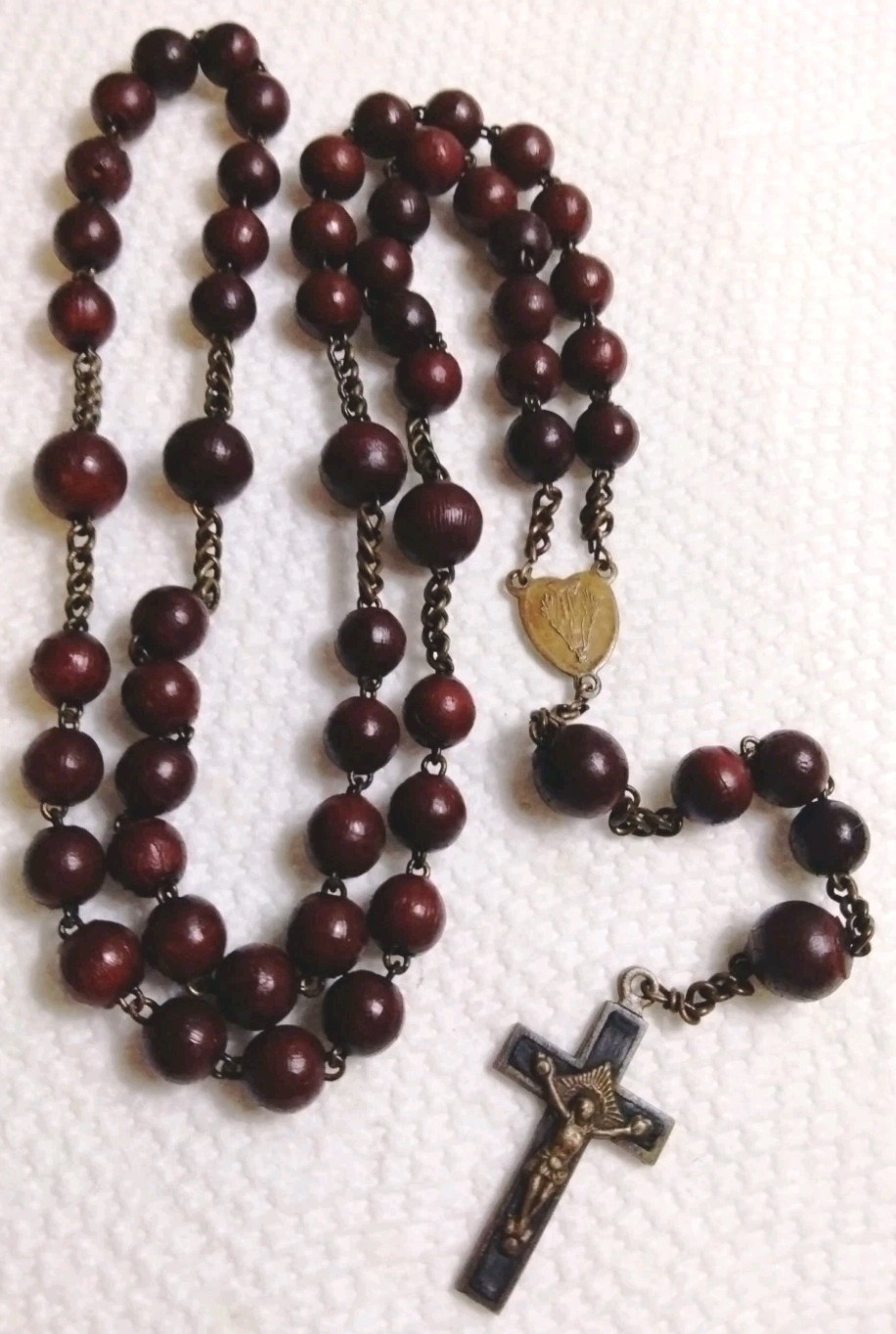 Antique 1800\'s Rosewood Blessed France Rosary Upside Down Virgin Mary Center Antique 1800\'s Rosewood Blessed France Rosary Upside Down Virgin Mary Center